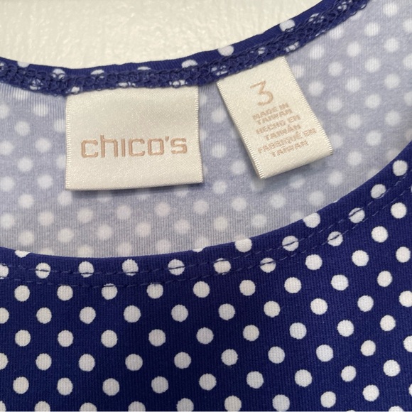 CHICOS BUNDLE (2) TANK POLKA DOT SIZE 3 (XL) SLEEVELESS NAVY DOT & DRK BLUE DOT - Picture 7 of 9